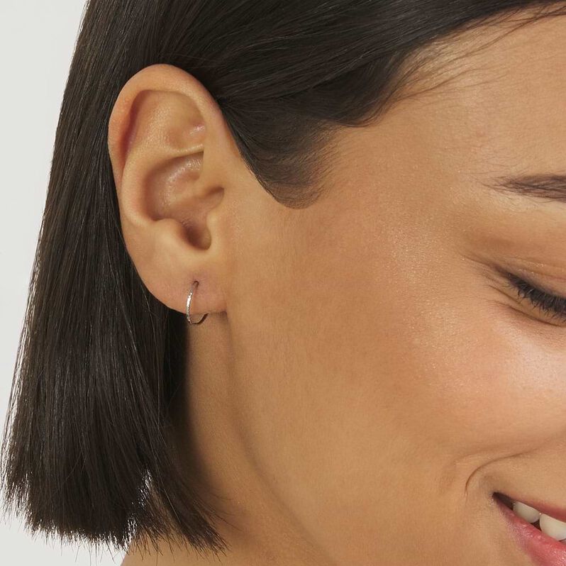 Orecchini A Cerchio Toujours Oro Bianco - Orecchini a Cerchio Donna | Stroili