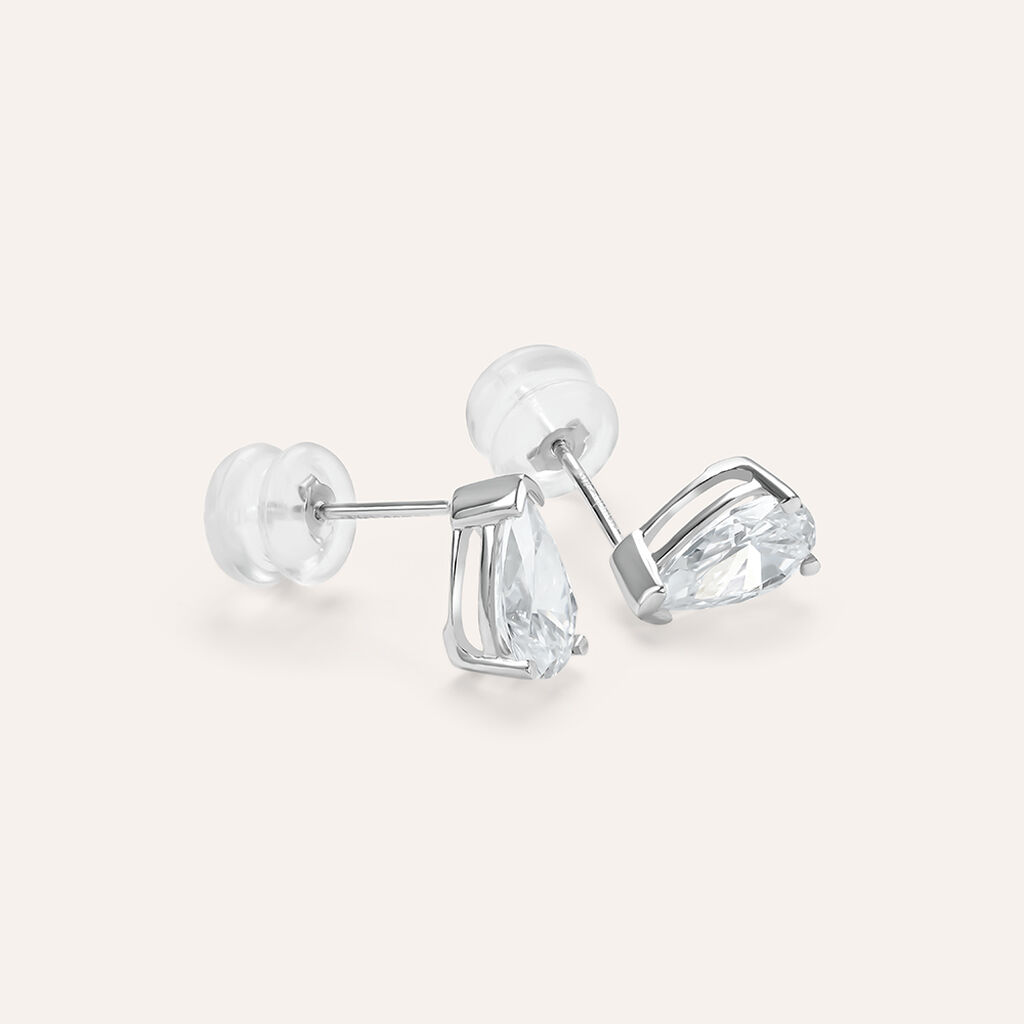 Orecchini Lobo Punto Luce Claire Oro Bianco Cubic Zirconia - Orecchini a Lobo Donna | Stroili