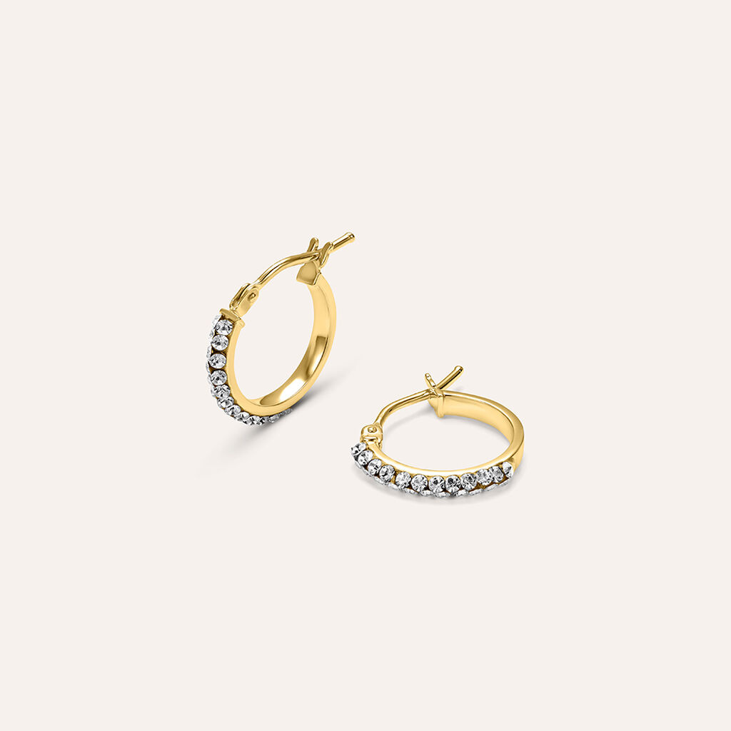 Orecchini A Cerchio Toujours Oro Giallo Cristallo