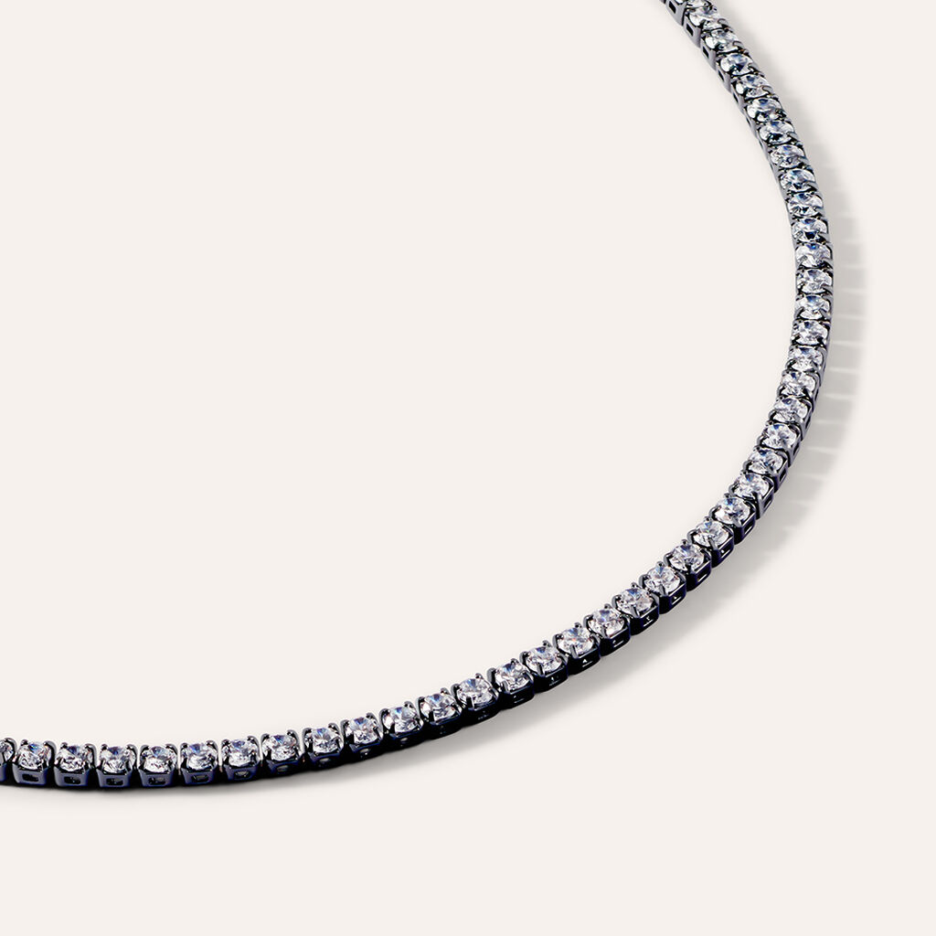 Bracciale Tennis Romantic Shine Metallo Nero Cristallo