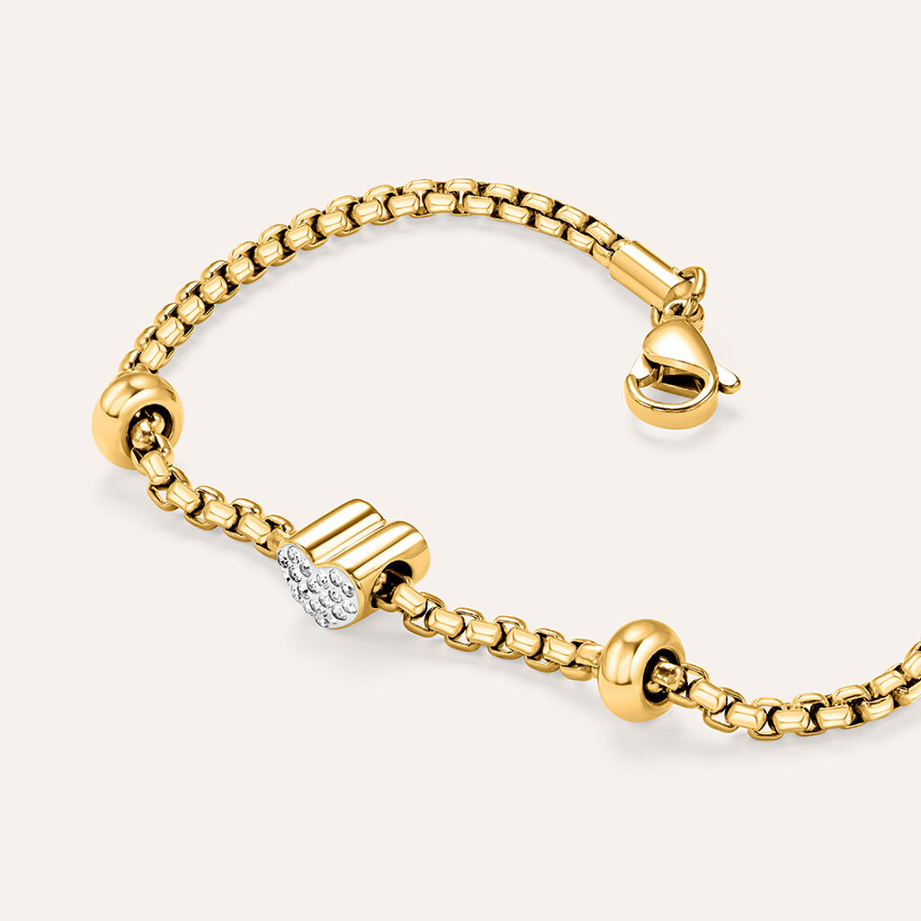 Bead Essential Code Acciaio Dorato Cristallo