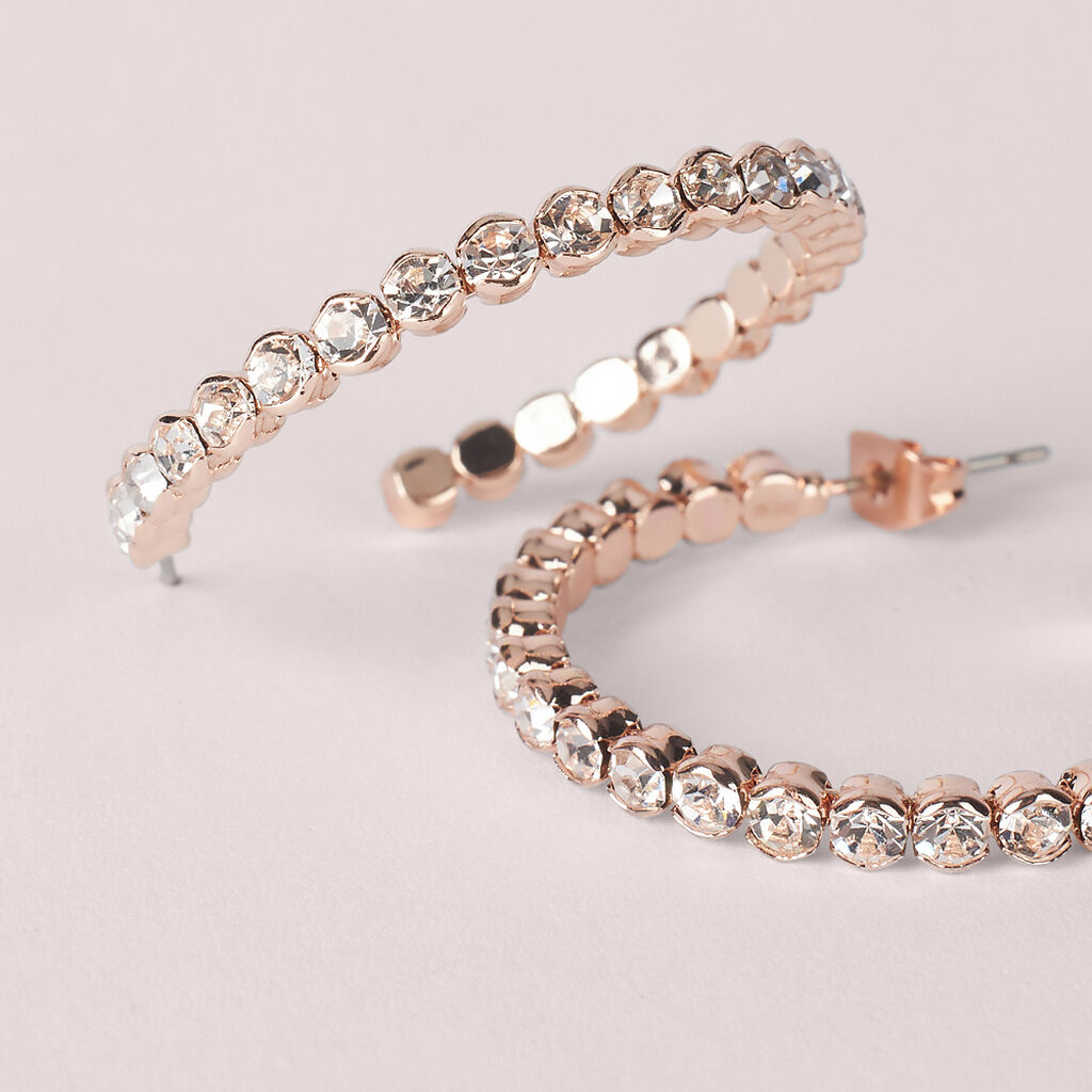 Orecchini A Cerchio Romantic Shine Metallo Rosa Cristallo