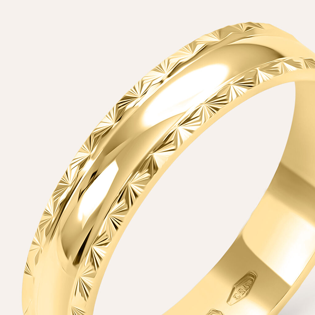 Fede Classica Diamantata 4 mm Oro Giallo