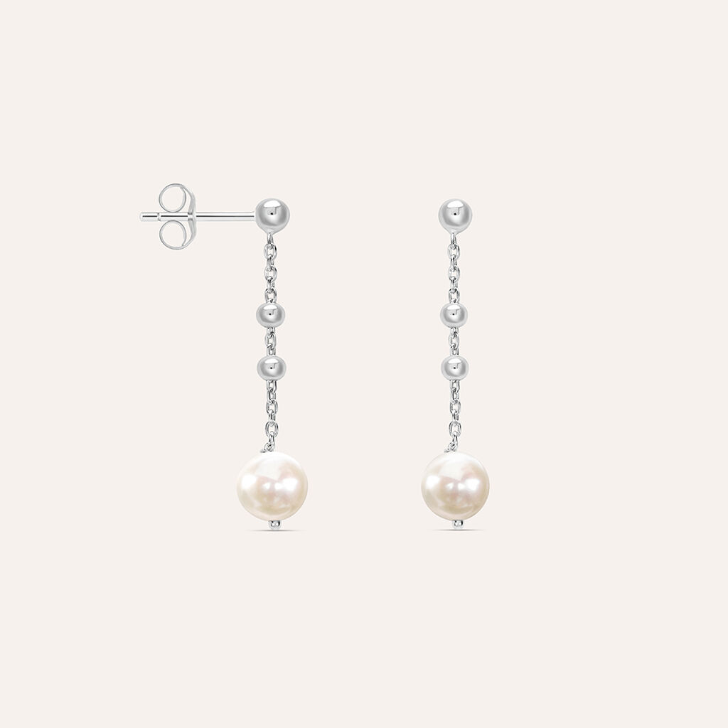 Orecchini Pendenti Silver Pearls Argento Rodiato Perla sintentica - Orecchini Pendenti Donna | Stroili
