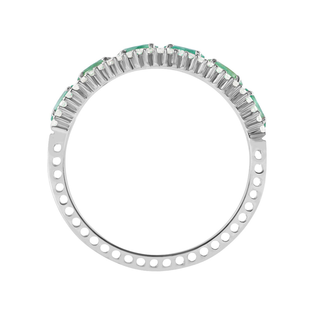 Anello Fascia Charlotte Oro Bianco Smeraldo Diamante - Anelli con Pietre Donna | Stroili