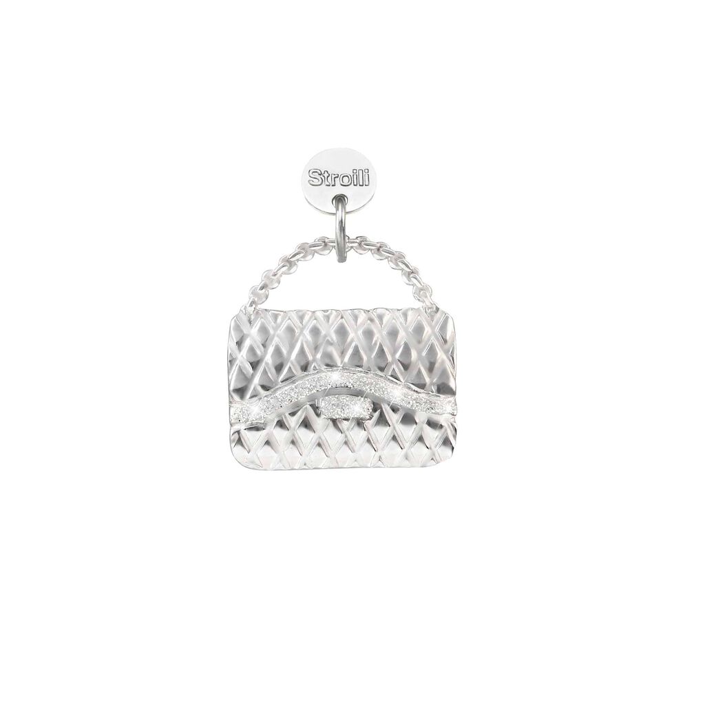 Fashion Victim. Charm in argento 925 rodiato e glitter