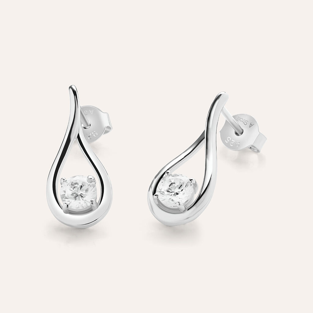 Orecchini Lobo Silver Elegance Argento Rodiato Cubic Zirconia - Orecchini a Lobo Donna | Stroili