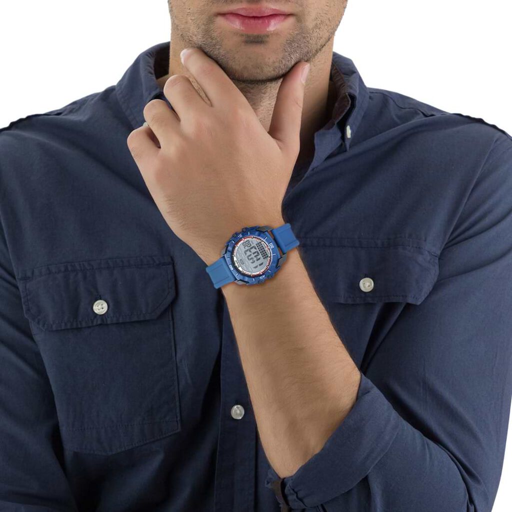 Boston Cronografo digitale in silicone blu e acciaio - Orologi per Prima Comunione Uomo | Stroili