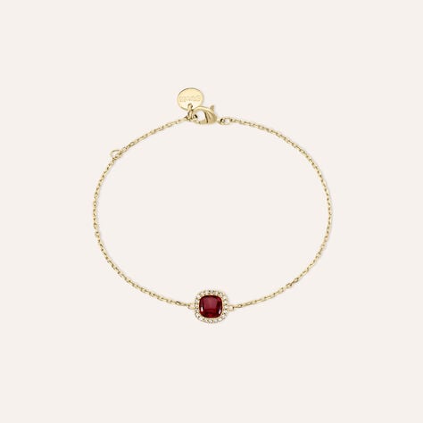 Bracciale placcato oro con pietra rossa e zirconiGirocollo placcato oro con pietra azzurra - Bracciali Amicizia Donna | Stroili