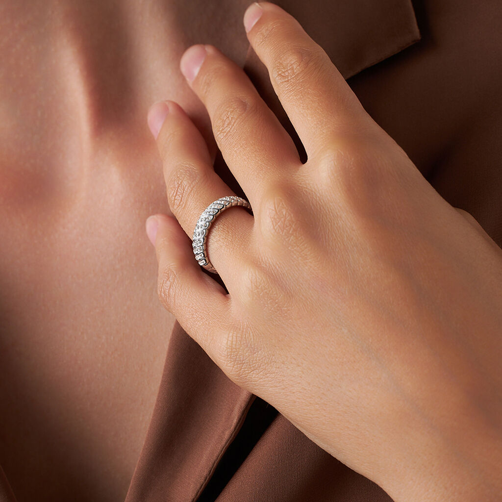 Anello Fascia Aura Acciaio Cristallo