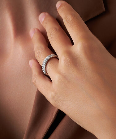 Anello Fascia Aura Acciaio Cristallo