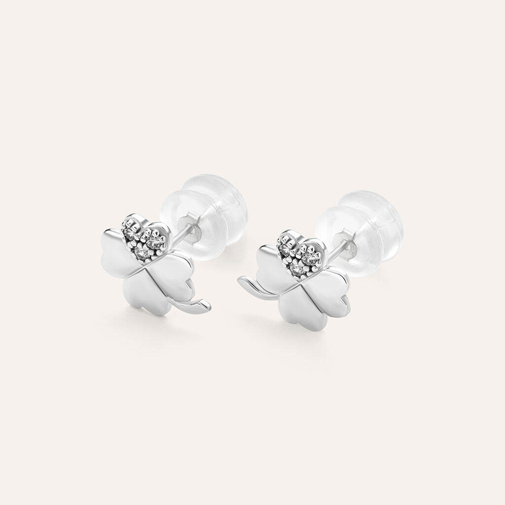 Orecchini Lobo Claire Oro Bianco Cubic Zirconia - Orecchini a Lobo Donna | Stroili