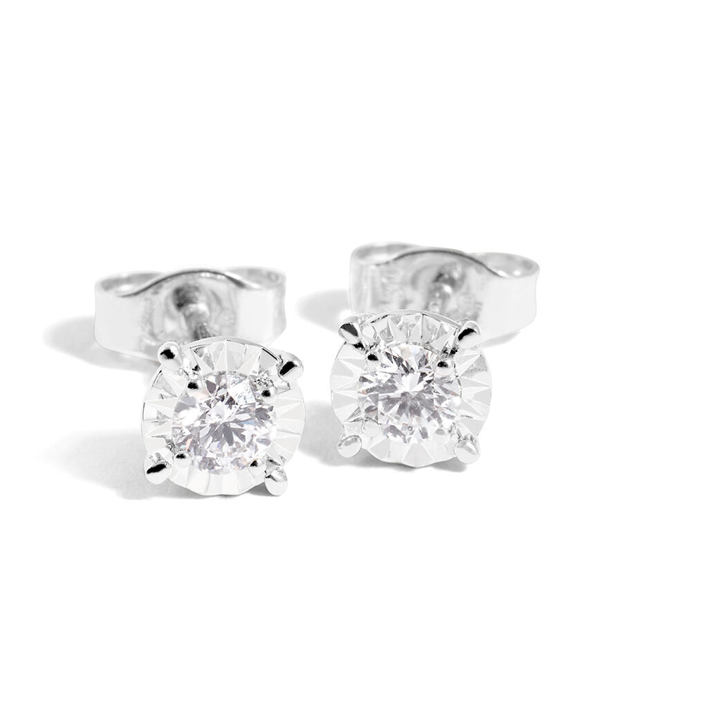 Orecchini Lobo Punto Luce Diamotion Oro Bianco Diamante - Orecchini a Lobo Donna | Stroili