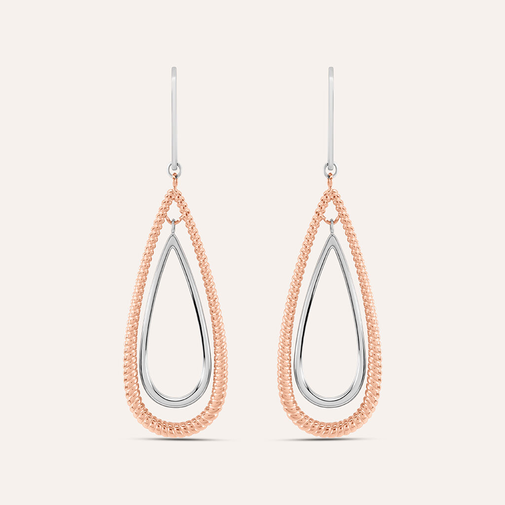 Orecchini Pendenti Sunrise Acciaio Bicolore Bianco / Rosa