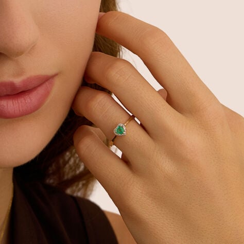 Anello Solitario Charlotte Oro Giallo Smeraldo Diamante - Anelli con Pietre Donna | Stroili