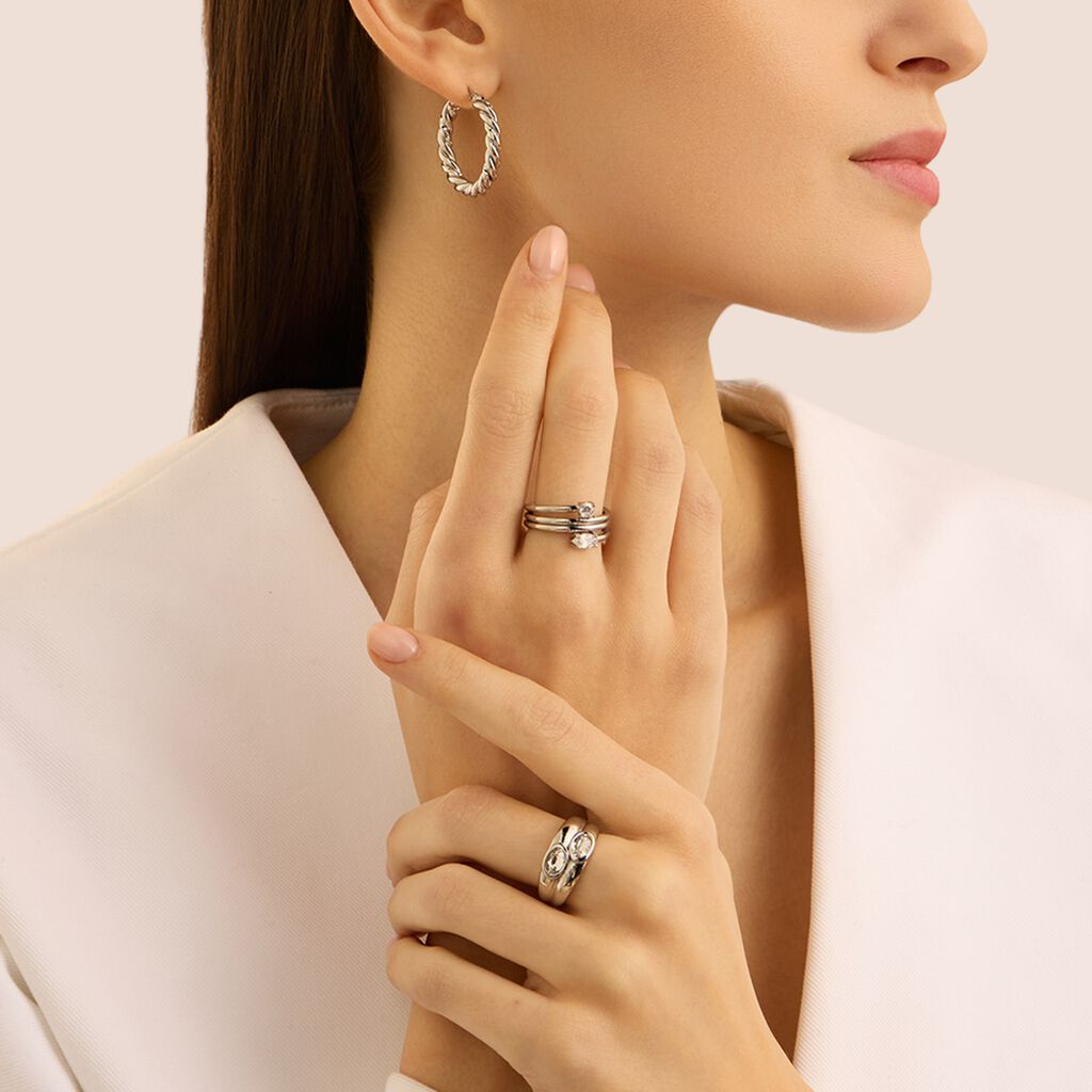 Anello Fascia Moonlight Acciaio Cristallo