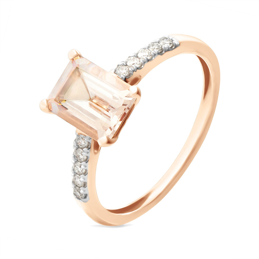 Anello Solitario Jasmine Oro Rosa Morganite Diamante - Anelli con Pietre Donna | Stroili