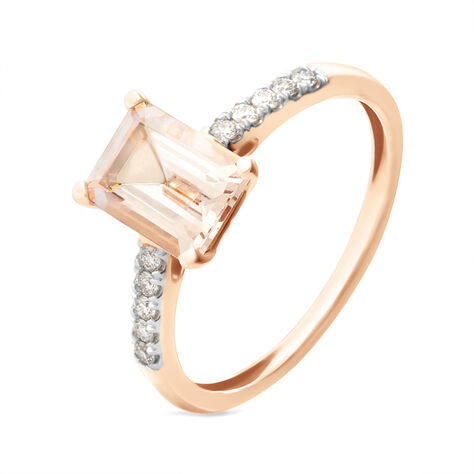 Anello Solitario Jasmine Oro Rosa Morganite Diamante - Anelli con Pietre Donna | Stroili