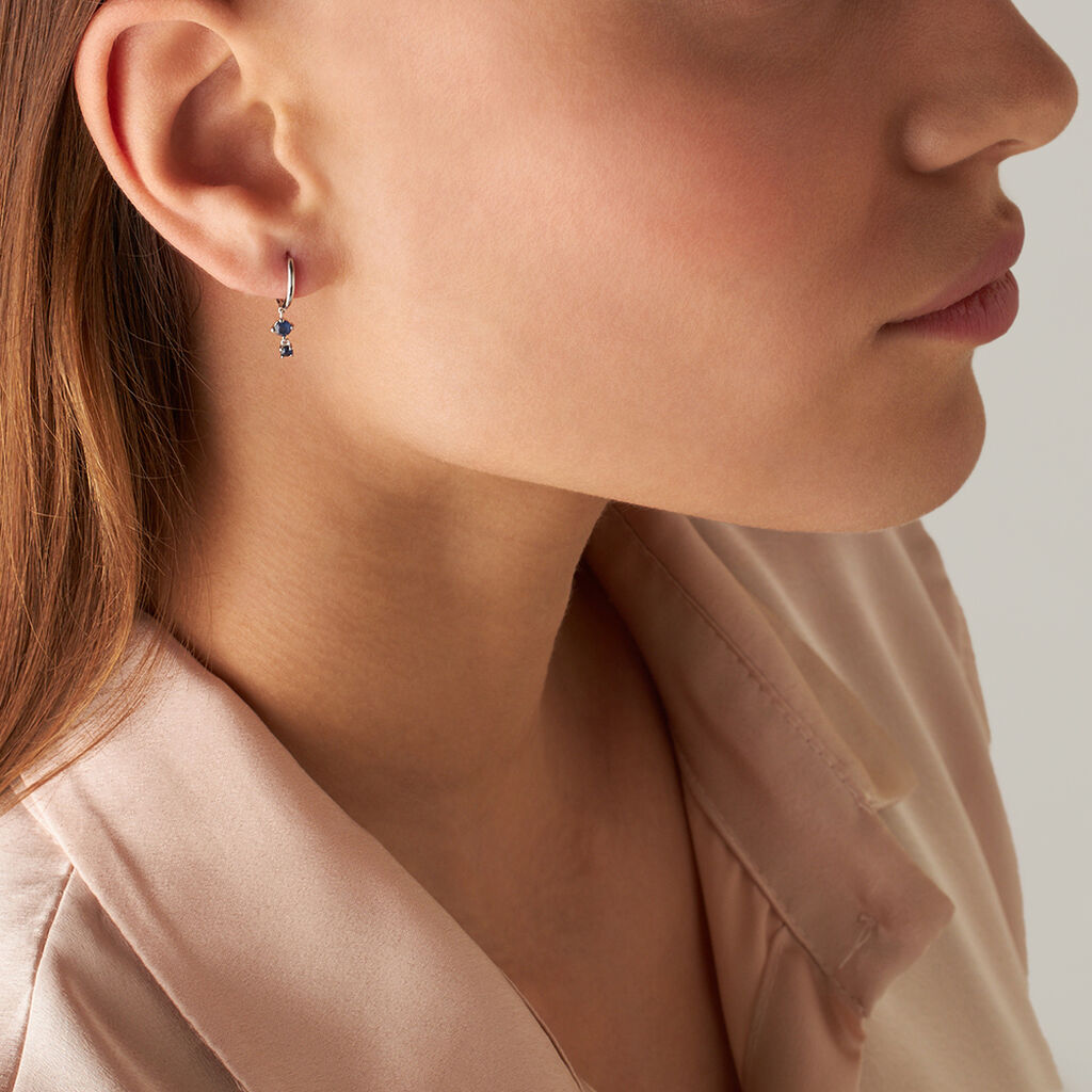 Orecchini A Cerchio Charlotte Oro Bianco Zaffiro - Orecchini a Cerchio Donna | Stroili