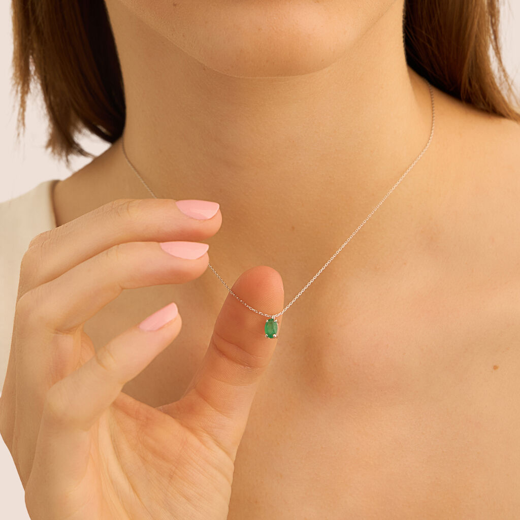 Collana Punto Luce Charlotte Oro Bianco Smeraldo - Collane Punto Luce Donna | Stroili