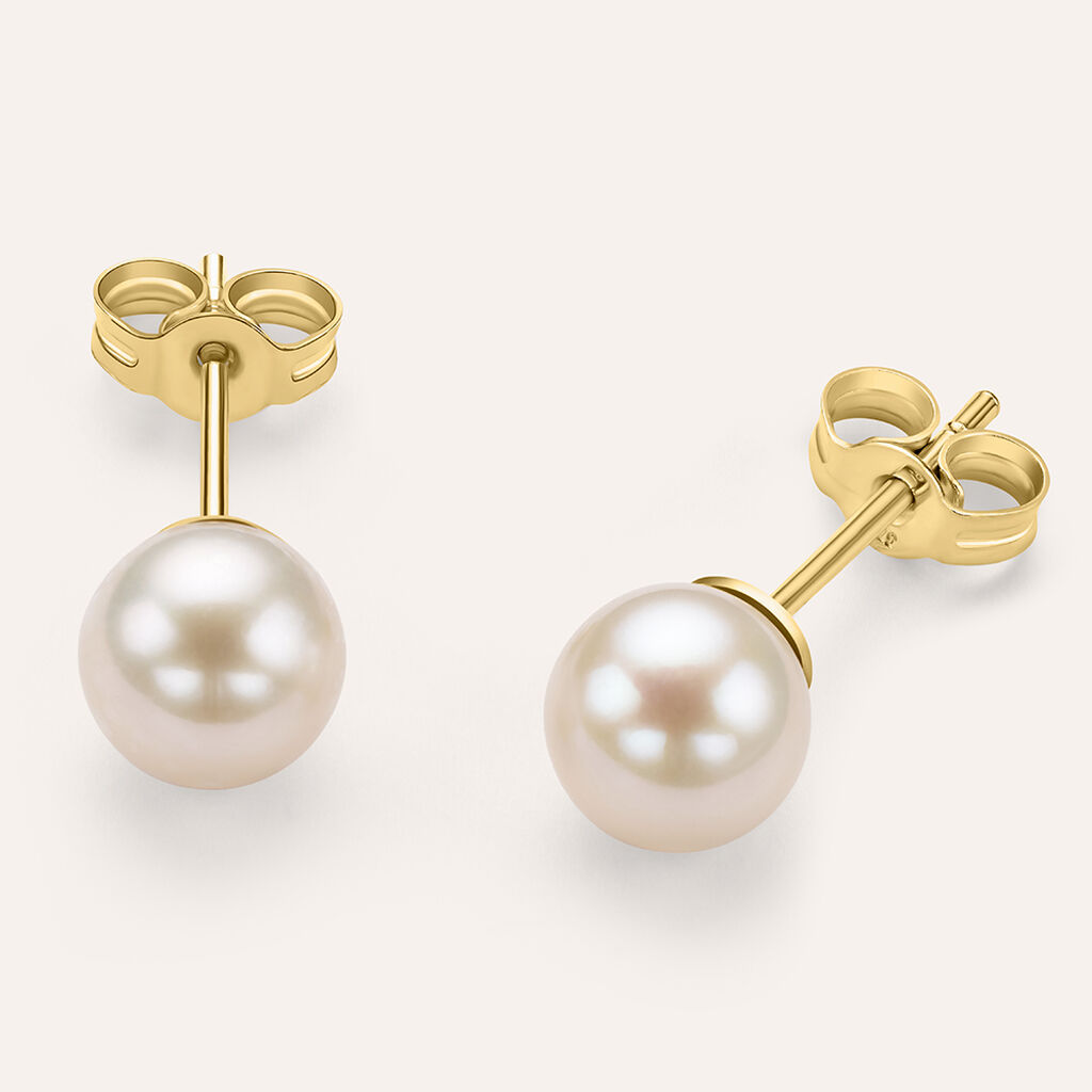 Orecchini Lobo Gabrielle Oro Giallo Perla D'Acqua Dolce