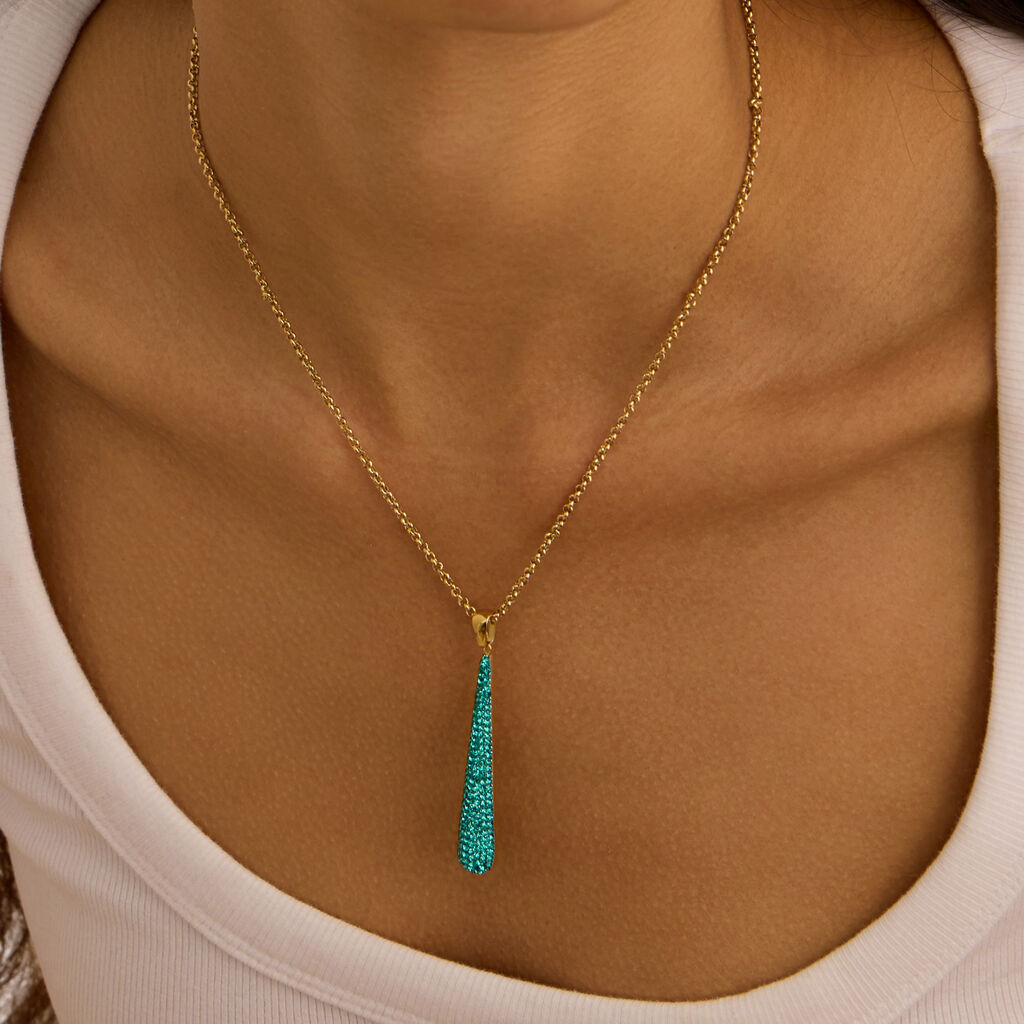 Collana Aura Acciaio Dorato Cristallo