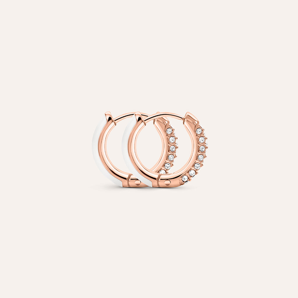Orecchini A Cerchio Lady Sweet Acciaio Rosa Cristallo - Orecchini a Cerchio Donna | Stroili