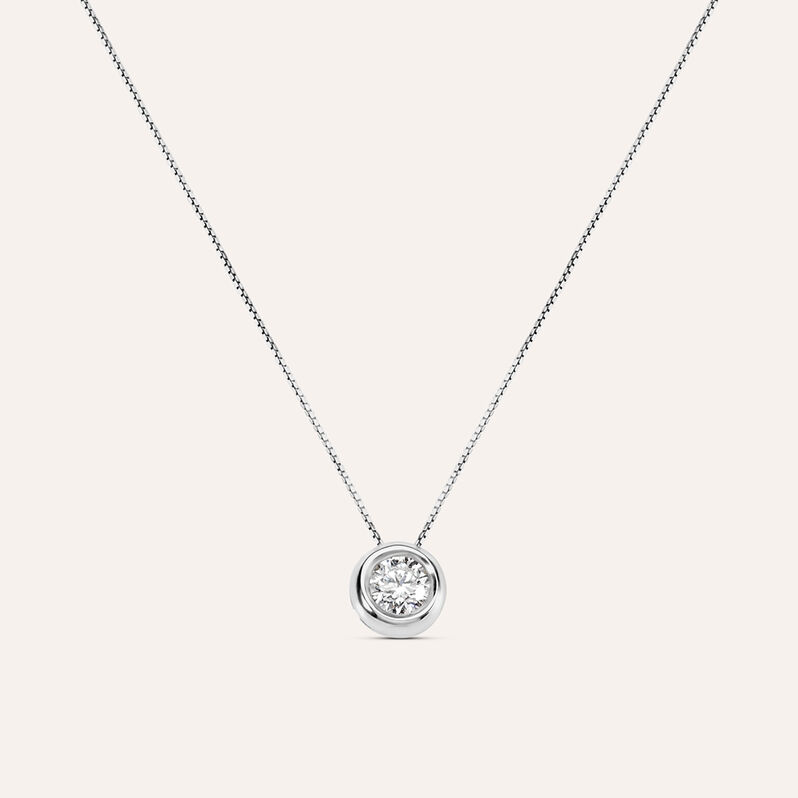 Girocollo punto luce in oro bianco e diamante 0.50 ct - Collane Donna | Stroili