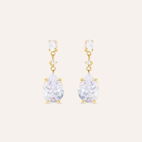 Orecchini Pendenti Aura Acciaio Dorato Cubic Zirconia - Orecchini Pendenti Donna | Stroili