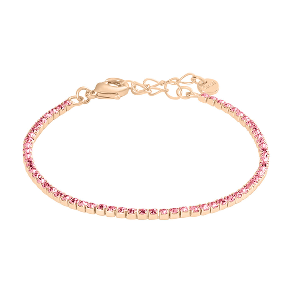 Bracciale Tennis Romantic Shine Metallo Rosa Cristallo - Bracciali Tennis Donna | Stroili