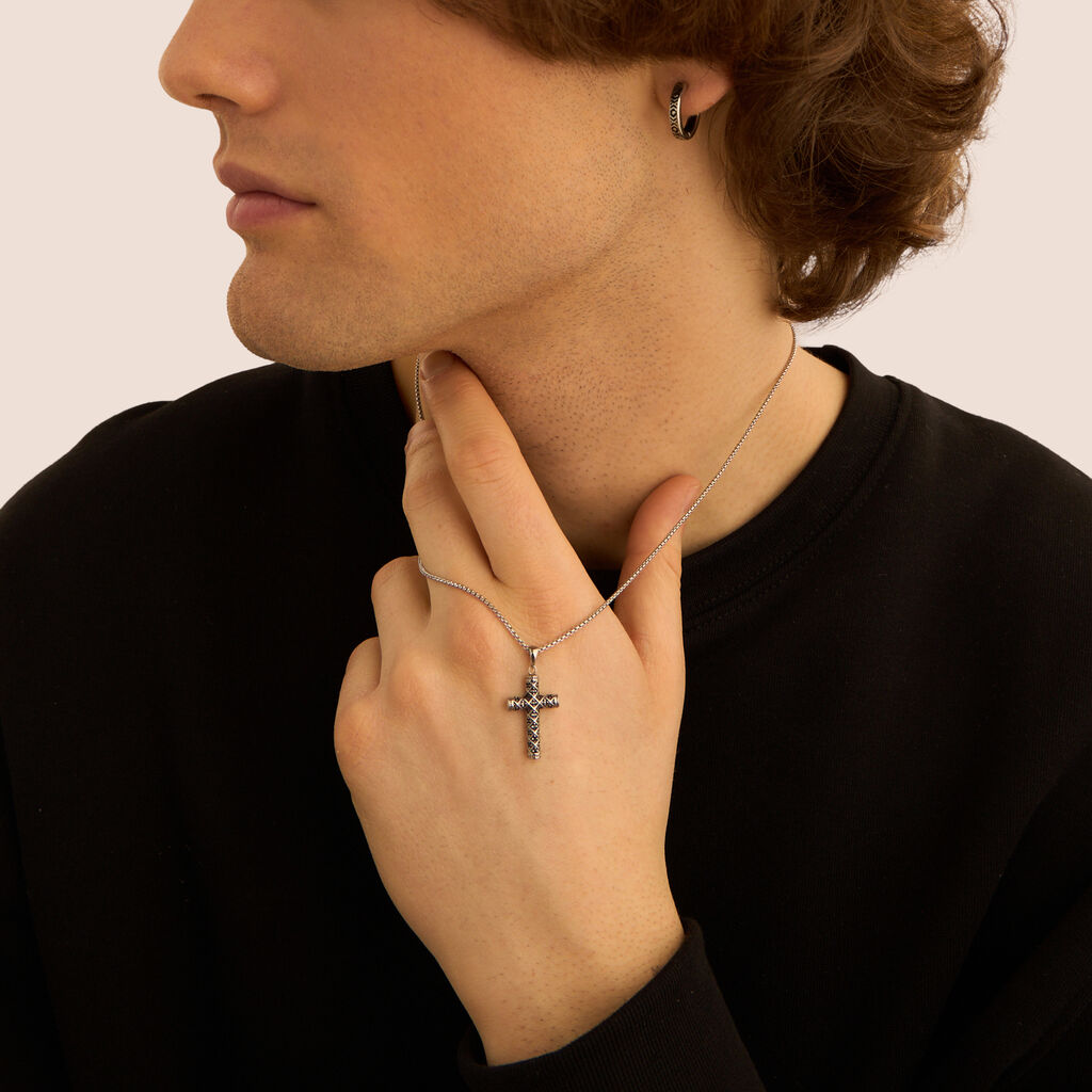 Collana Man Code Acciaio Cristallo