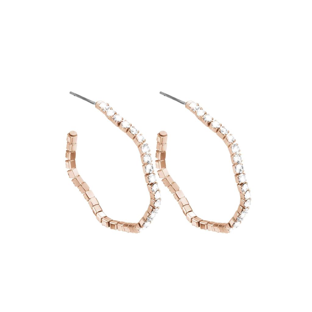 Orecchini in metallo rosato e cristalli