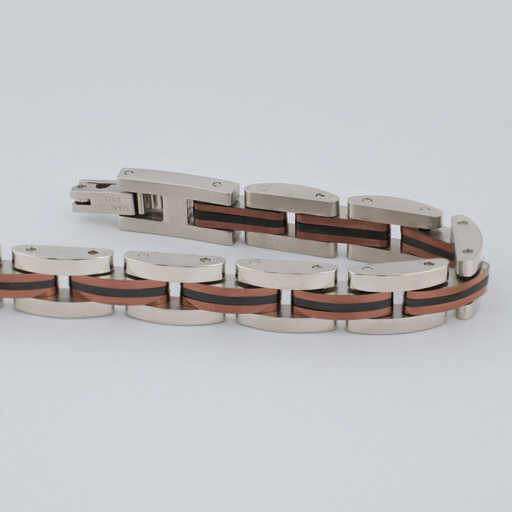 Bracciale Man Code Acciaio Tricolore Bianco / Rosa / Nero