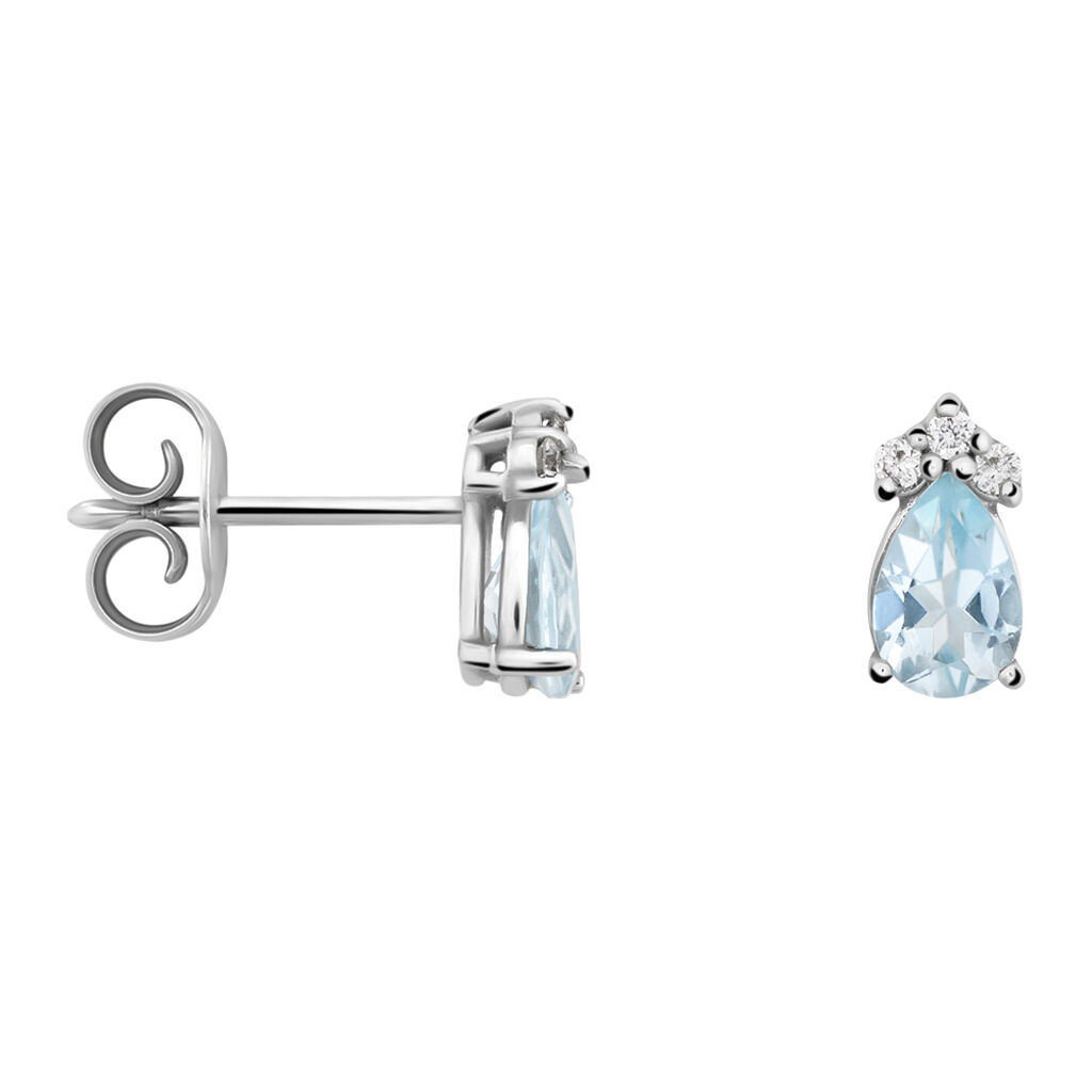 Orecchini Lobo Punto Luce Acquamarina Oro Bianco Acquamarina Diamante - Orecchini a Lobo Donna | Stroili