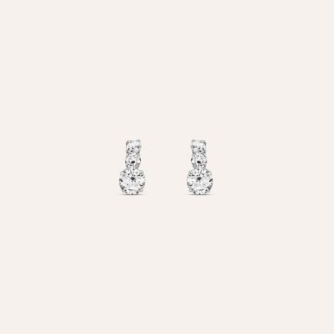 Orecchini Lobo Trilogy Bon Ton Oro Bianco Cubic Zirconia - Gioielli Donna | Stroili