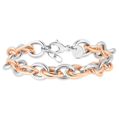 Bracciale Catena Lady Code Acciaio Bicolore Bianco / Rosa - Bracciali Intrecciati Donna | Stroili