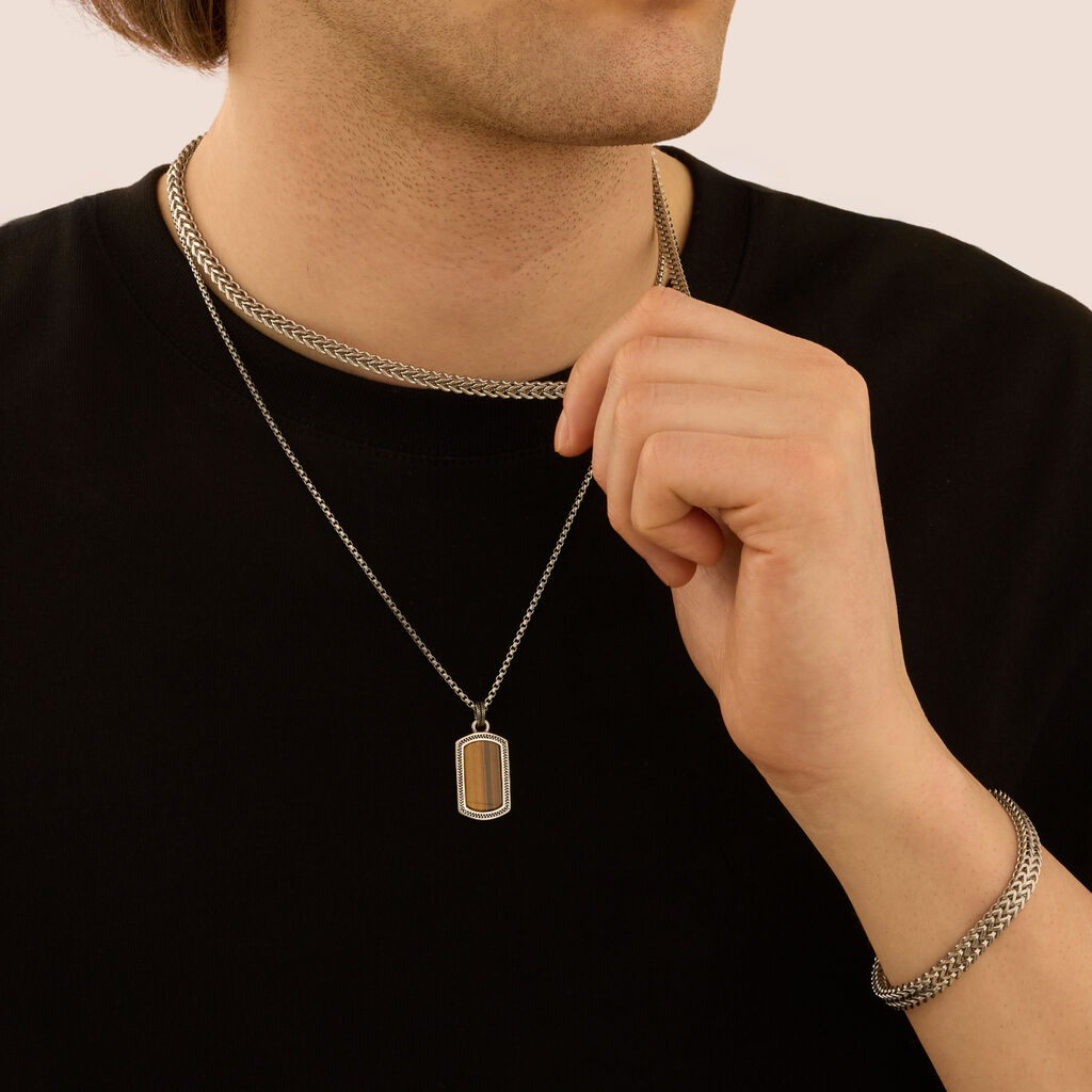 Collana Man Code Acciaio Occhio di tigre