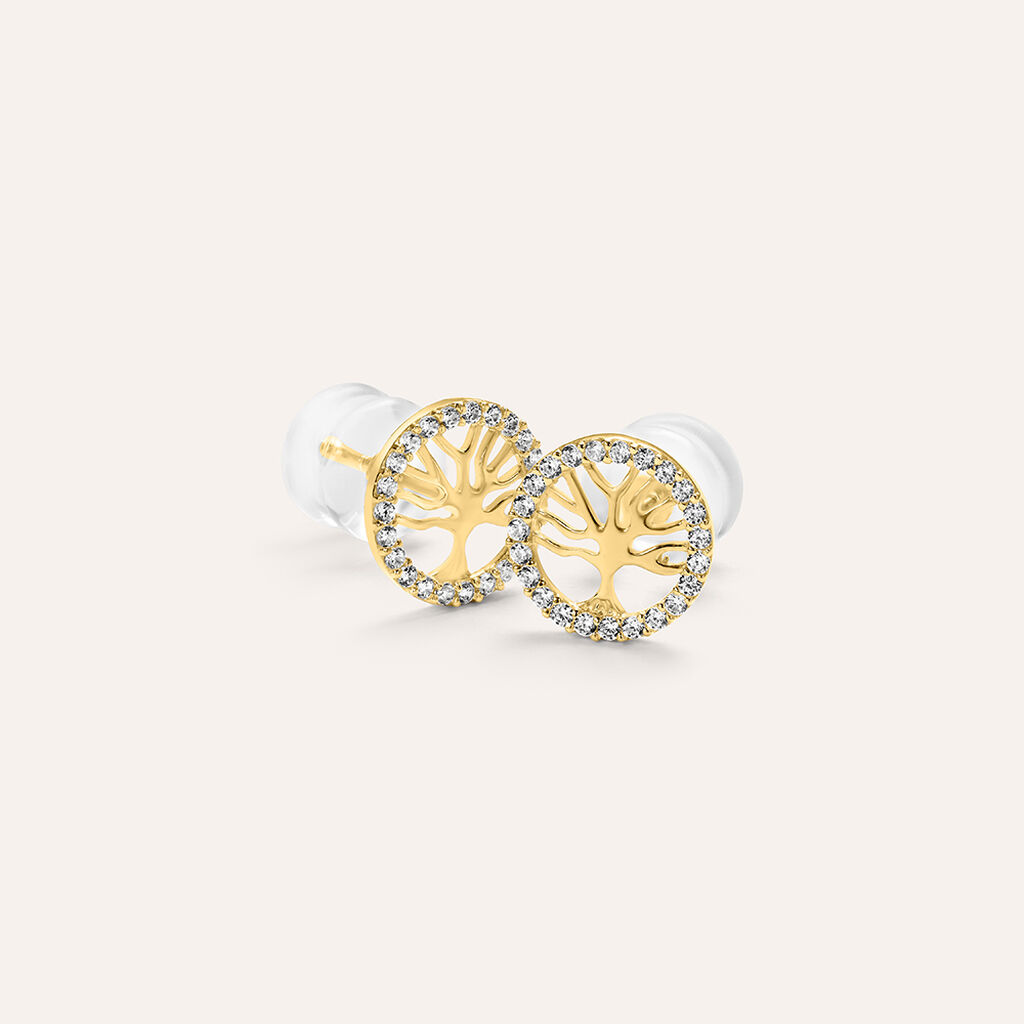 Orecchini Lobo Bon Ton Oro Giallo Cubic Zirconia