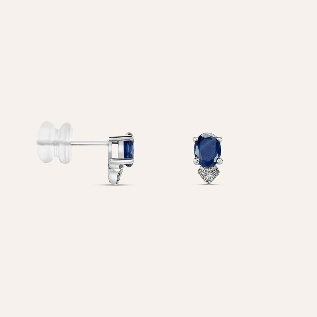 Orecchini Lobo Punto Luce Elizabeth Crown Oro Bianco Zaffiro Diamante - Orecchini a Lobo Donna | Stroili