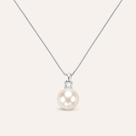 Collana Gabrielle Oro Bianco Perla D'Acqua Dolce Cubic Zirconia - Collane Donna | Stroili