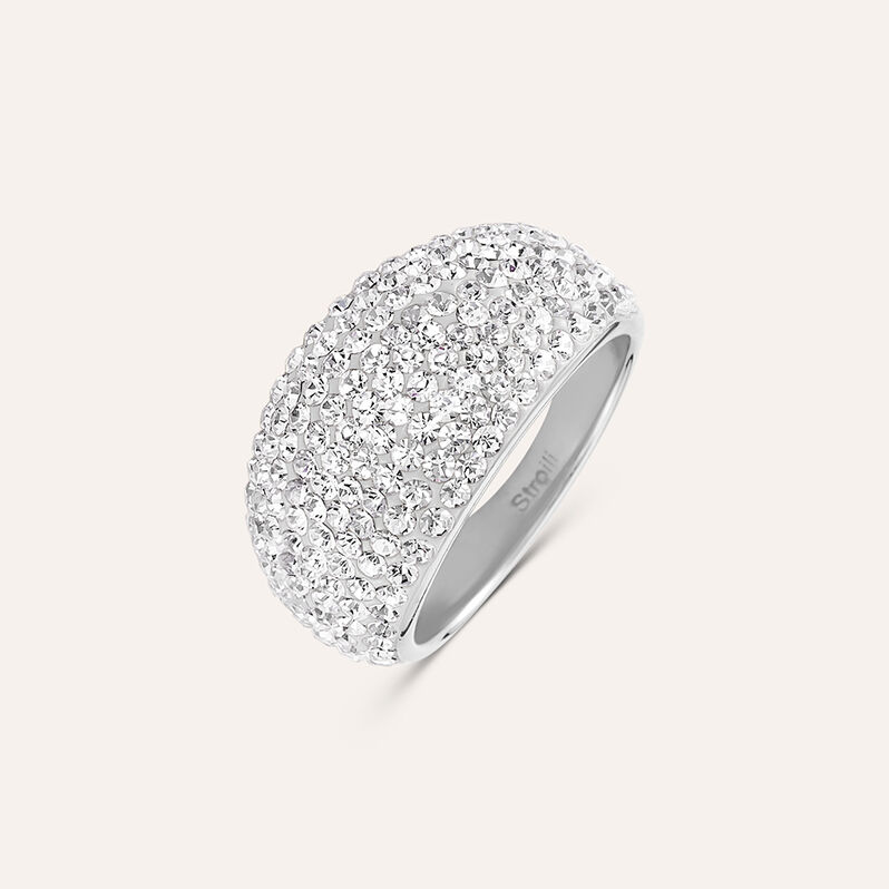 Anello Fascia Aura Acciaio Cristallo - Anelli a Fascia Larga Donna | Stroili