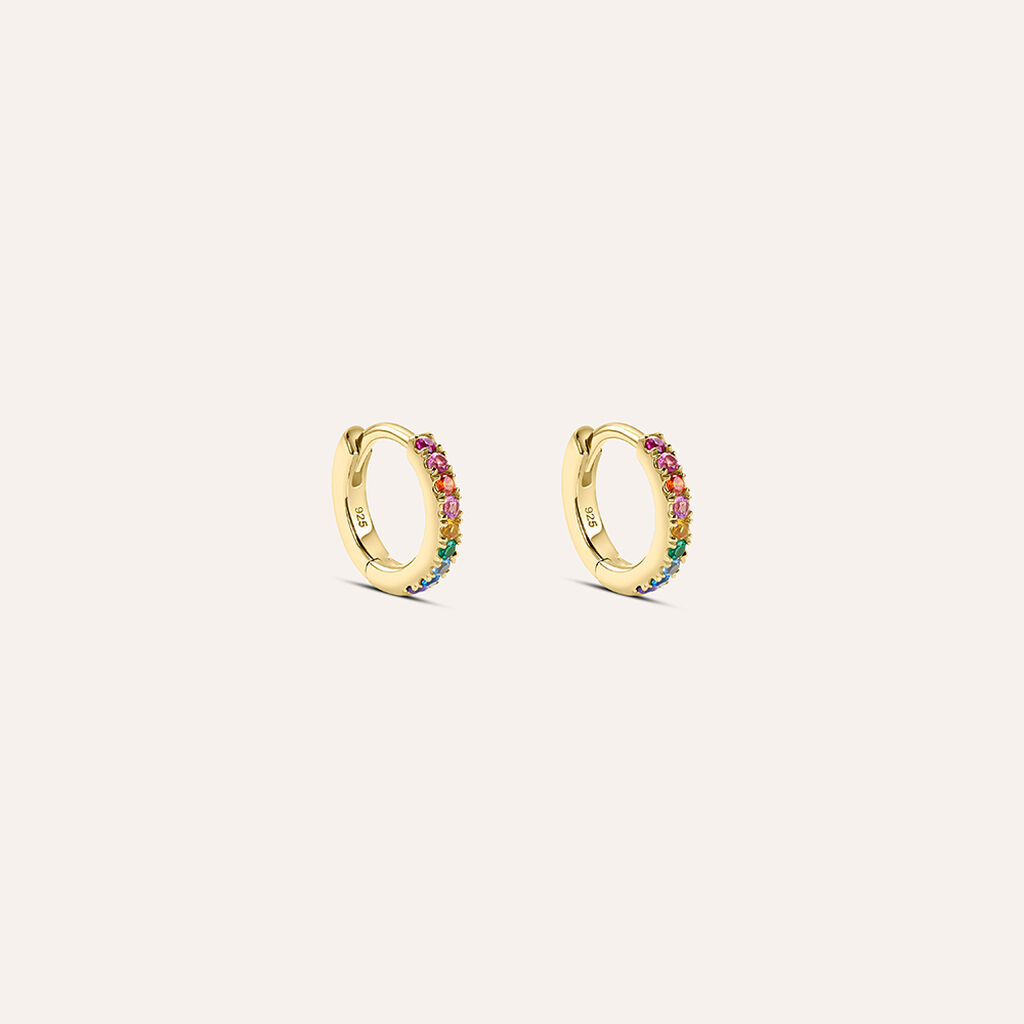 Orecchini A Cerchio Silver Rainbow Argento Dorato Cubic Zirconia - Orecchini Donna | Stroili