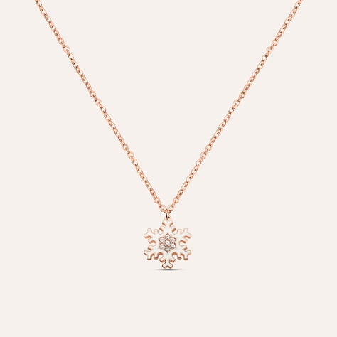Collana Lady Sweet Acciaio Rosato Fiocco di neve e Cristalli - Collane Donna | Stroili