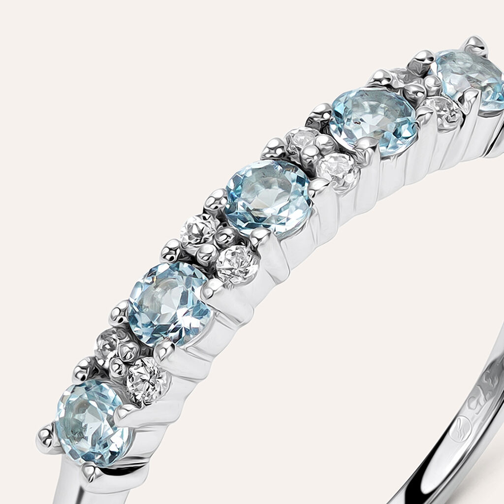 Anello Riviere Amelie Oro Bianco Topazio E Cubic Zirconia