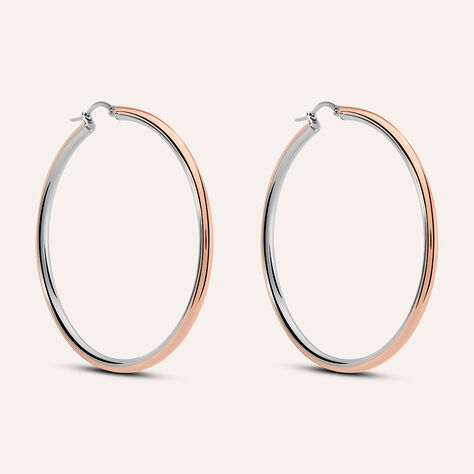 Orecchini A Cerchio Lady Code Acciaio Bicolore Bianco / Rosa - Orecchini a Cerchio Donna | Stroili