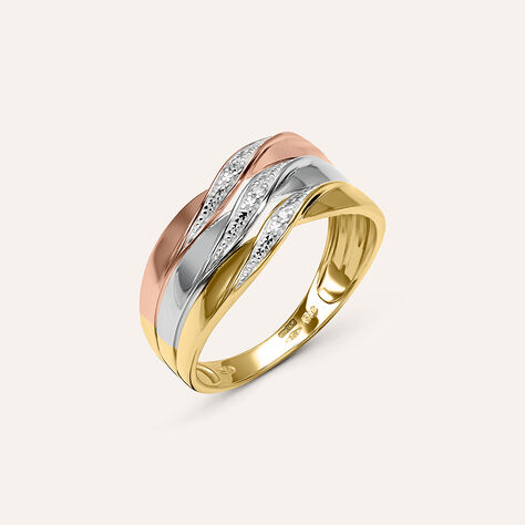 Anello Fascia Sophia Oro Tricolore Giallo / Bianco / Rosa Diamante - Anelli con Pietre Donna | Stroili