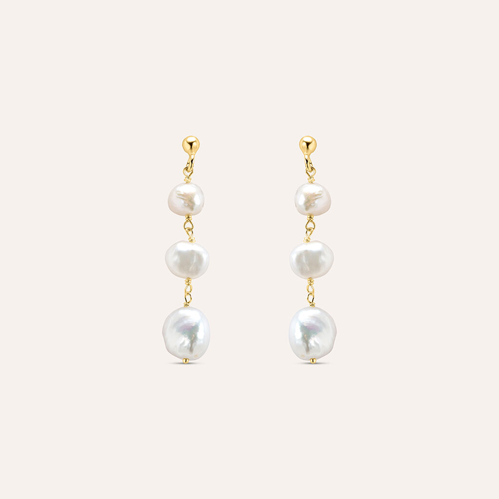 Orecchini Pendenti Gabrielle Oro Giallo Perla D'Acqua Dolce