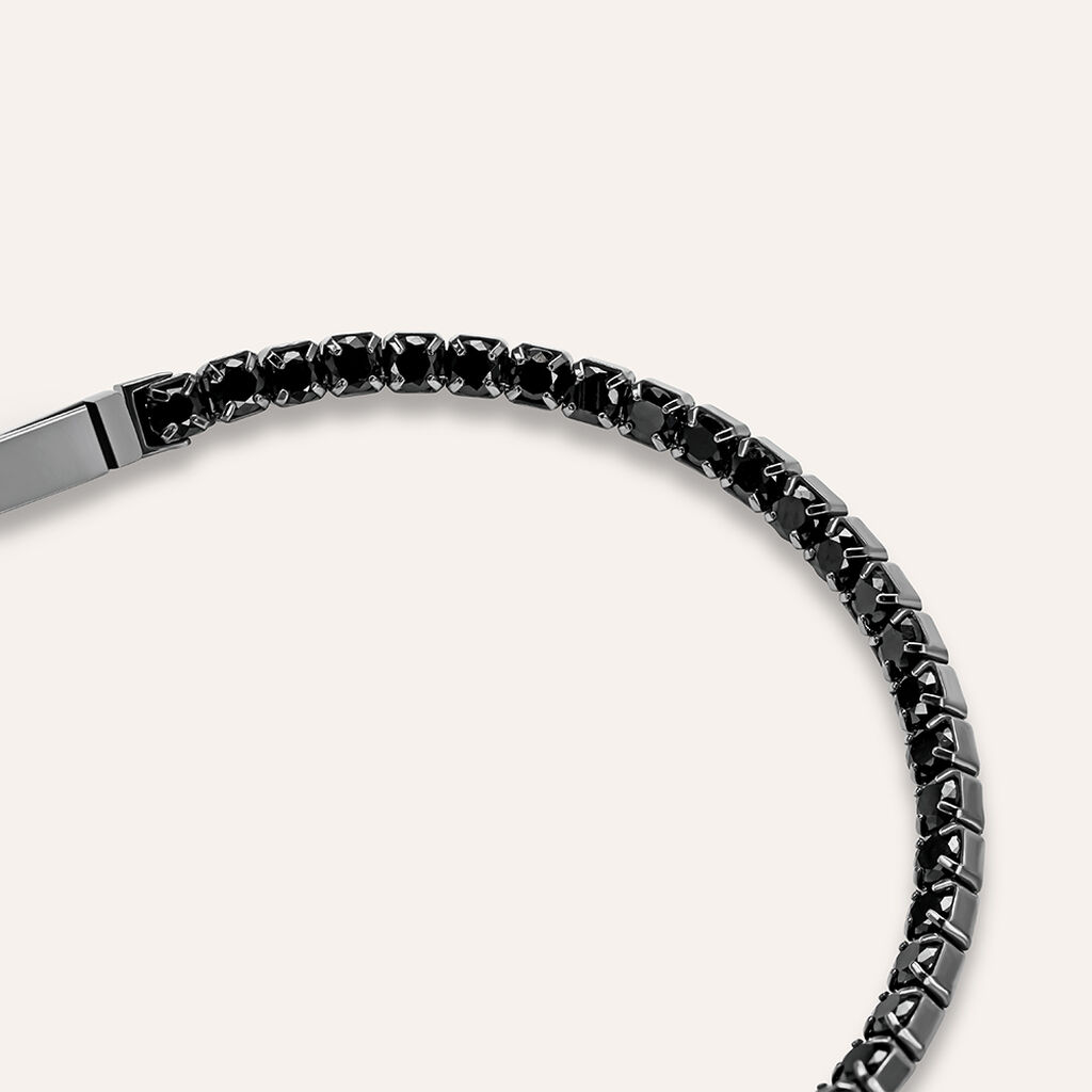 Bracciale Tennis Gentleman Argento Nero Cubic Zirconia