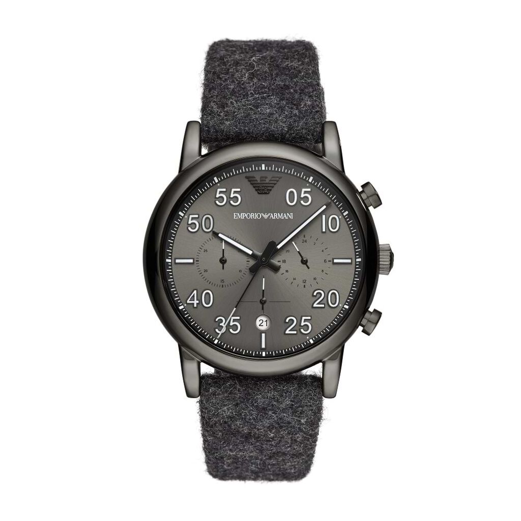 Orologio cronografo Emporio Armani cinturino in tessuto grigio e cassa acciaio - Orologi Uomo | Stroili