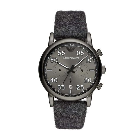 Orologio cronografo Emporio Armani cinturino in tessuto grigio e cassa acciaio - Orologi Uomo | Stroili